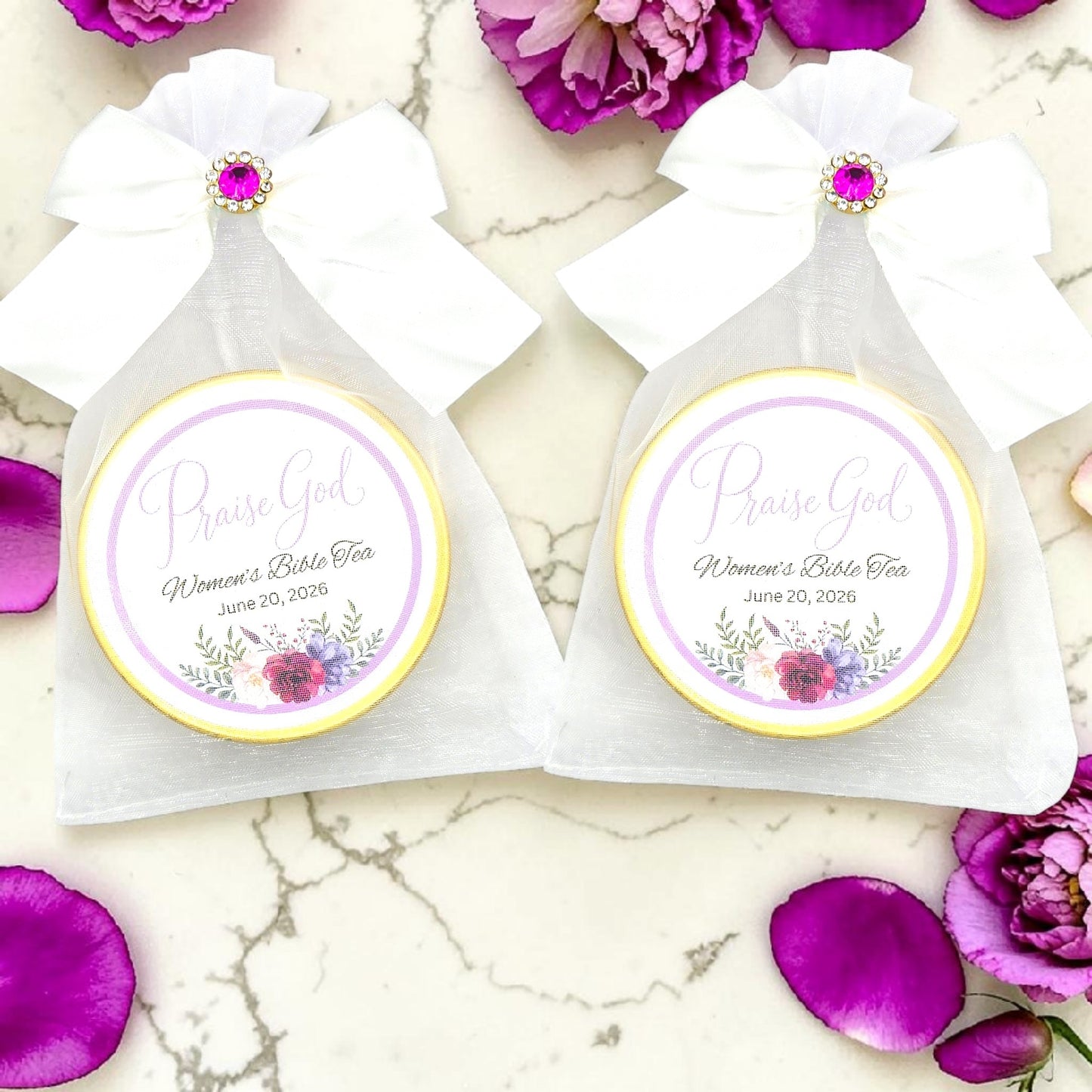 Praise God Floral Bible Verse Tea Favors for Ladies Tea Party and Bible Retreat (Set of 10)