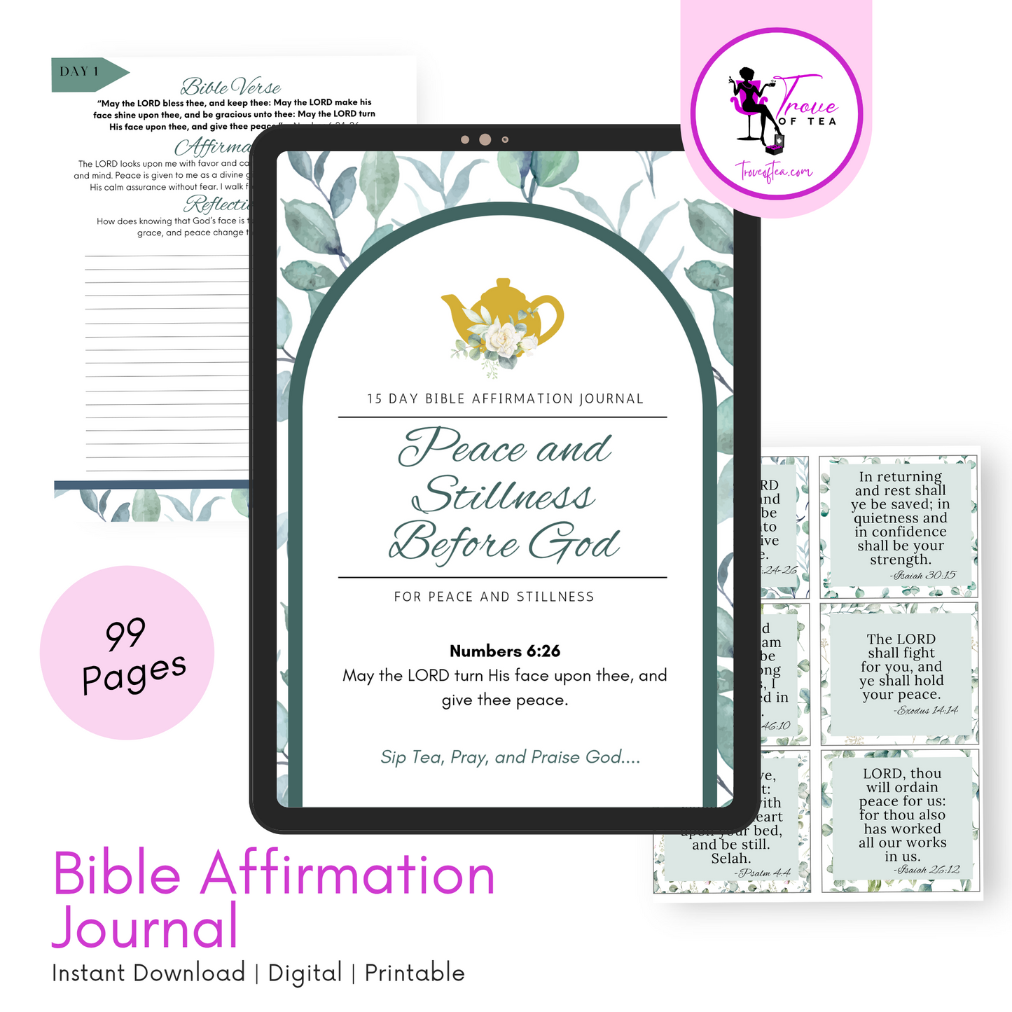 Peace and Stillness Before God Bible Journal with Scripture Verses (Digital Download)