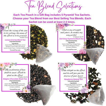 Personalized Womens Bible Retreat Gifts with Scripture Tea in Lavender (Set of 5)