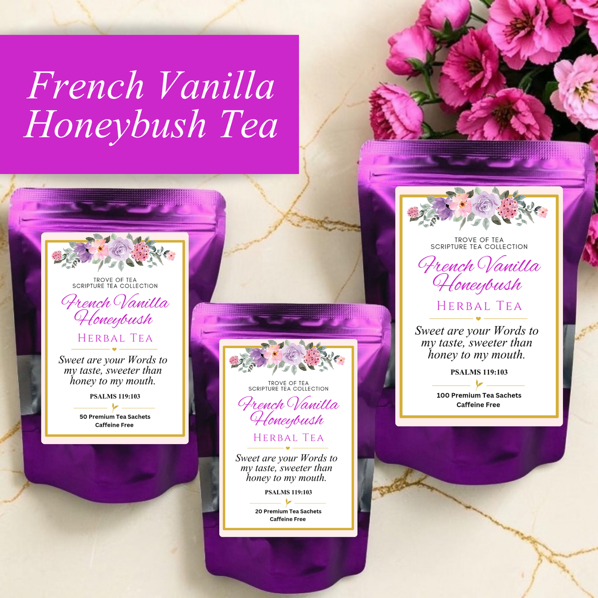 French Vanilla Honeybush Herbal Tea Refill Bags