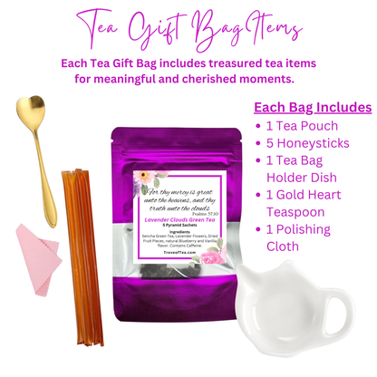 Personalized Womens Bible Retreat Gifts with Scripture Tea in Lavender (Set of 5)
