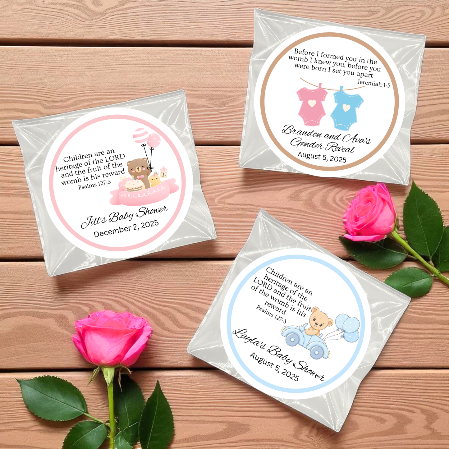 Baby Shower / Gender Reveal Bible Verse Tea Bag Party Favor (Set of 20)