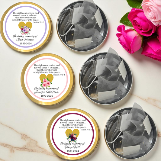 Funeral Favor Bible Verse Tea Tin Favors (Set of 10)