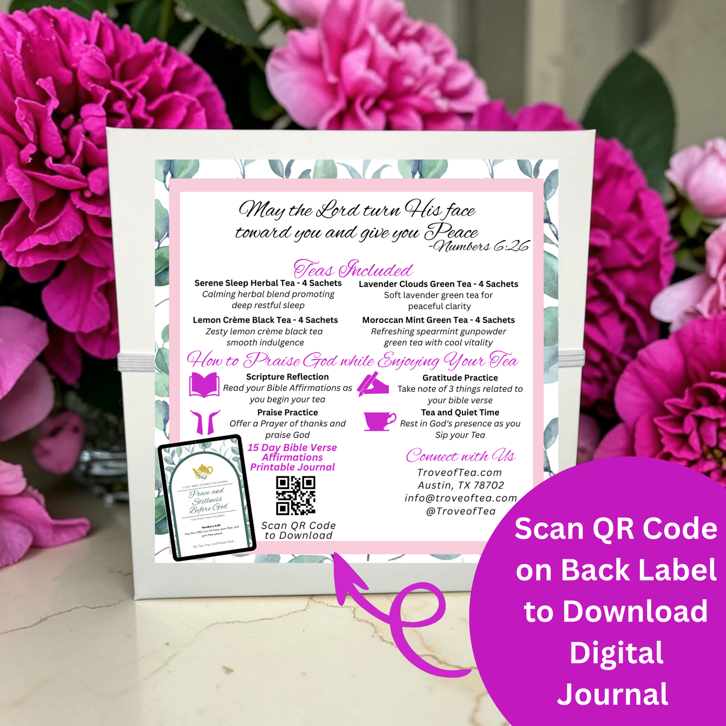 Peace and Stillness Before God Bible Verse Tea Bag Tin Gift Set