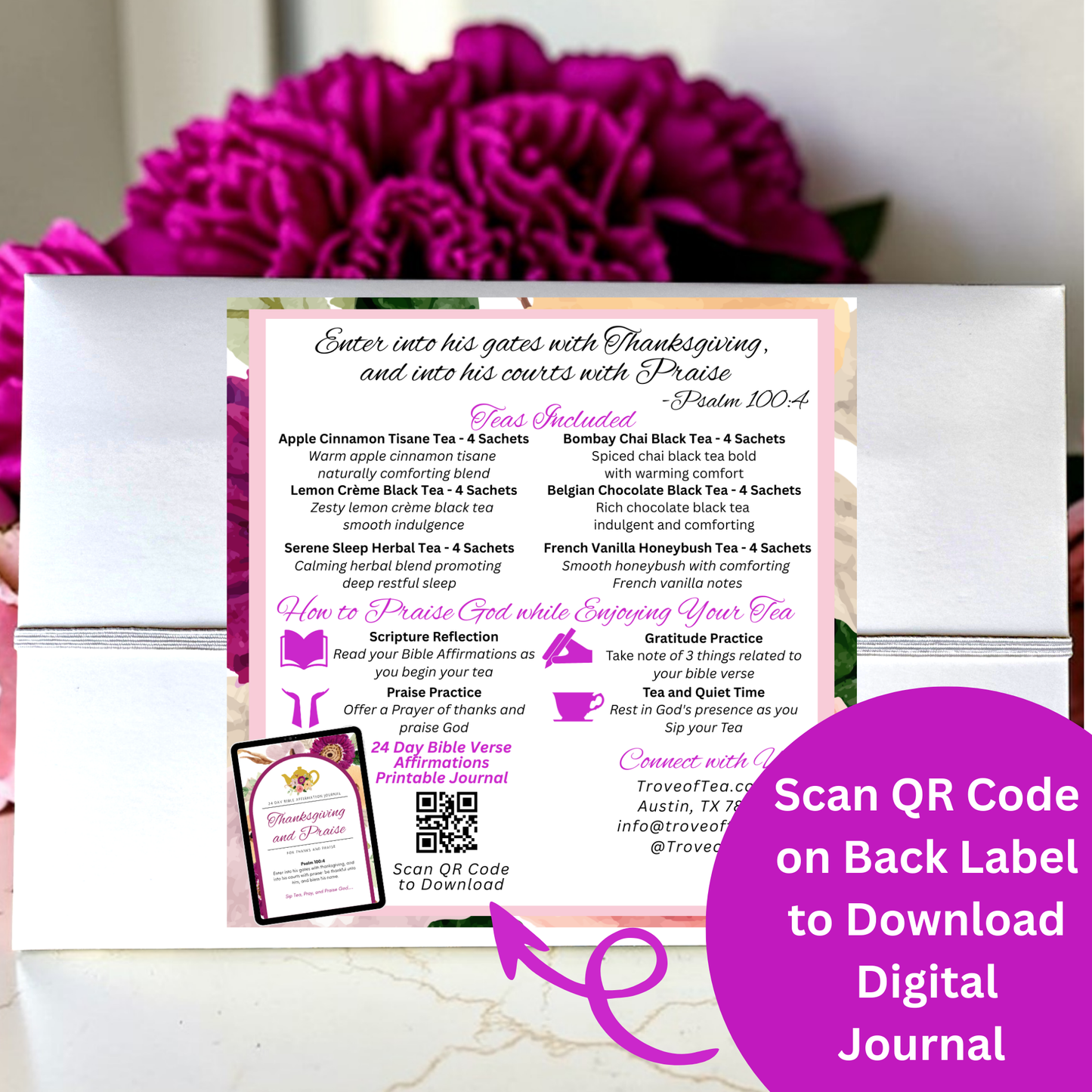 Thanksgiving and Praise Bible Verse Tins of Tea Gift Set