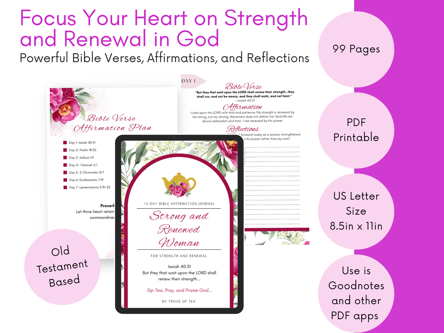 Strong and Renewed Woman Bible Verse Tins of Tea Gift Set