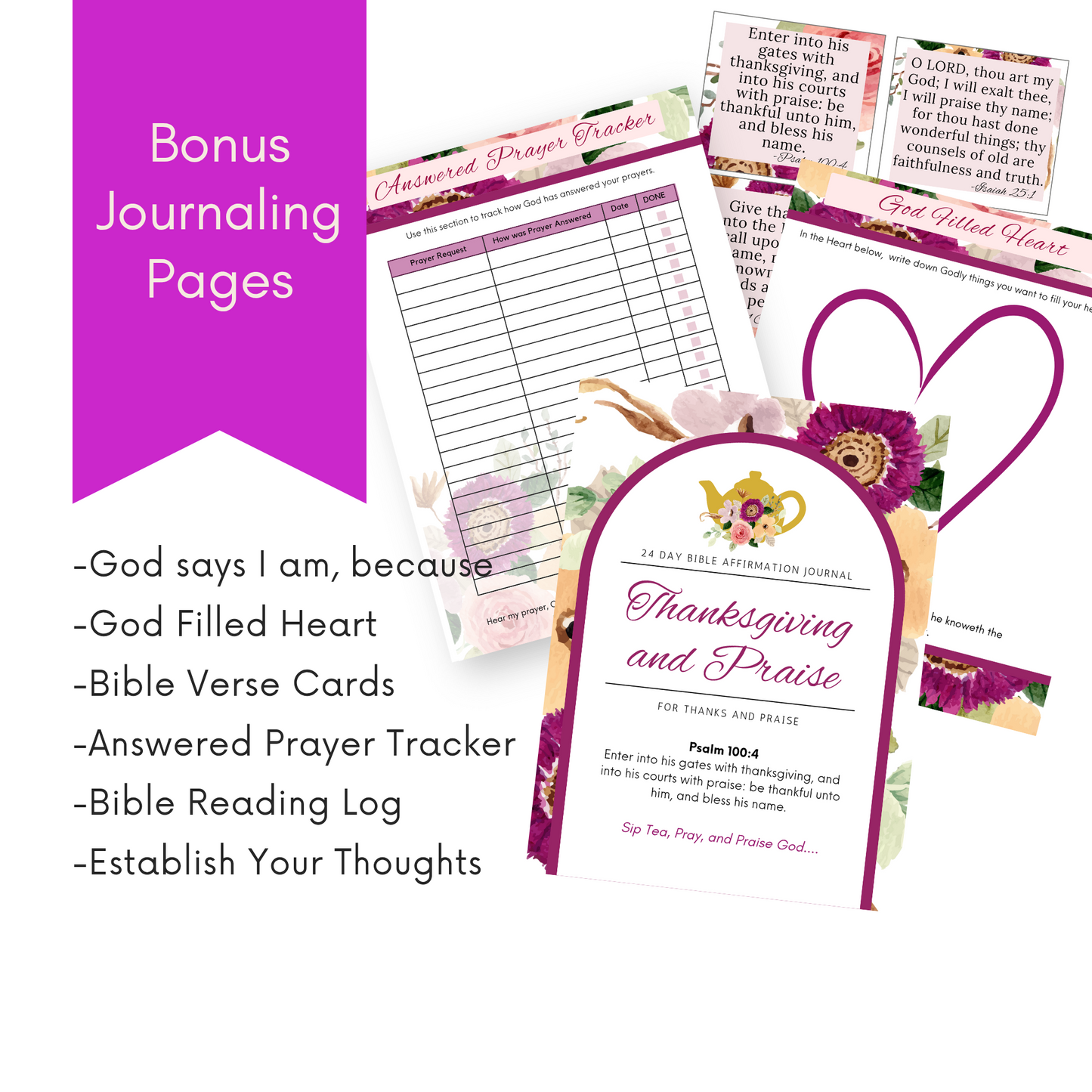 Thanksgiving and Praise Gratitude and Prayer Journal Printable (Digital Download)
