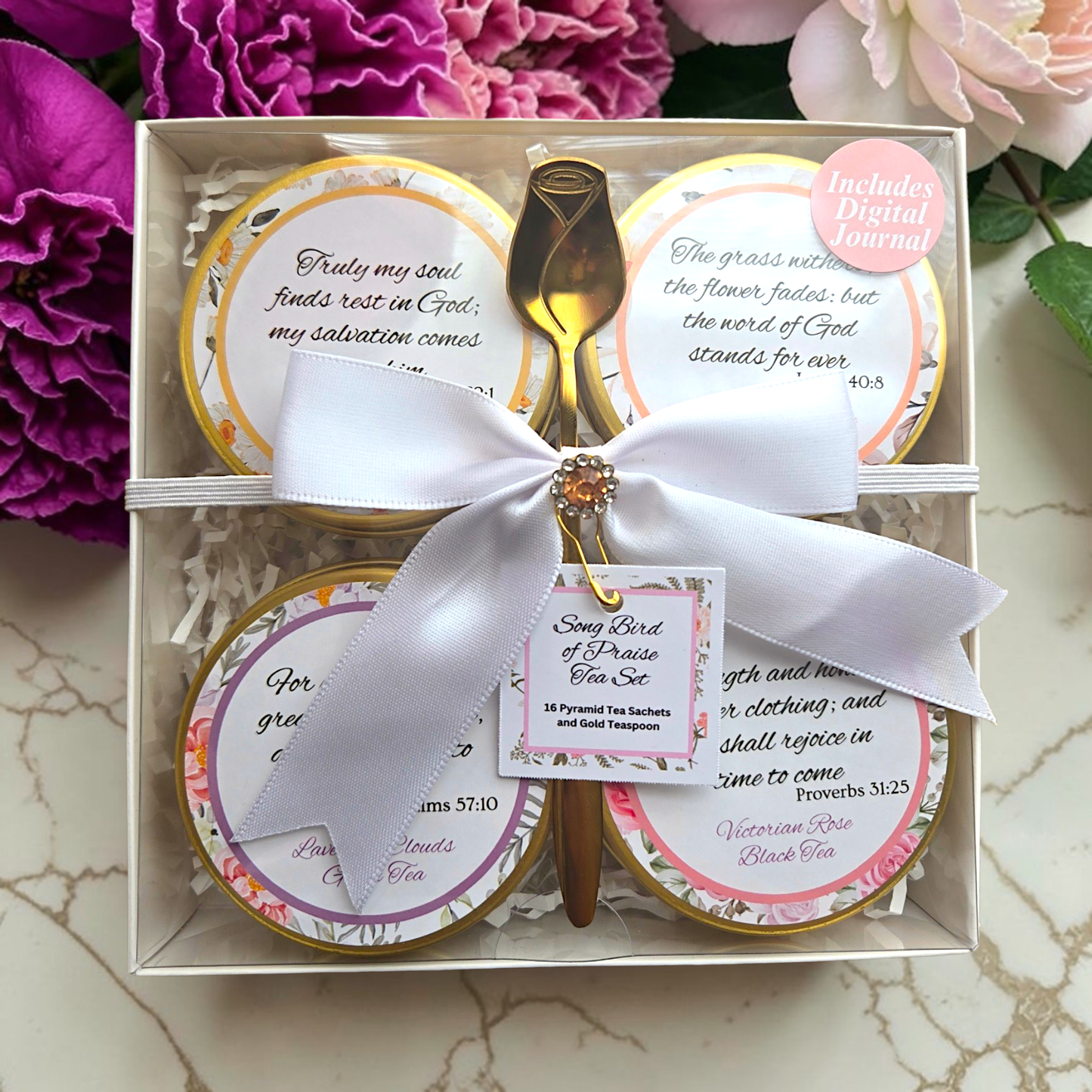 Songbird of Praise Floral Spring Tea Tin Gift Set