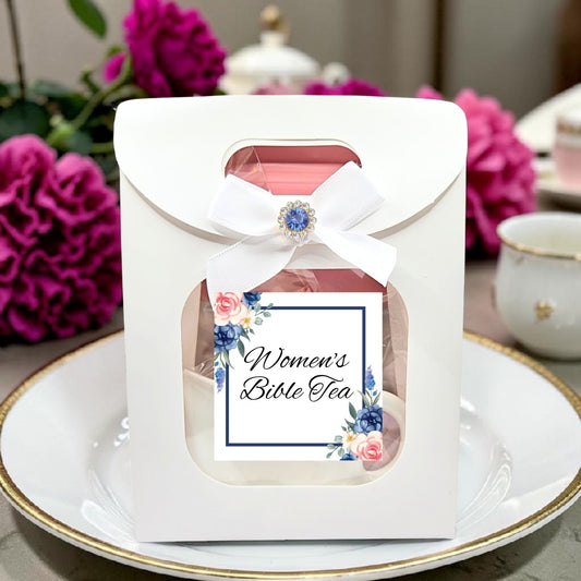 Personalized Bible Tea Party Gifts for Prayer Circle in Blue (Set of 5)