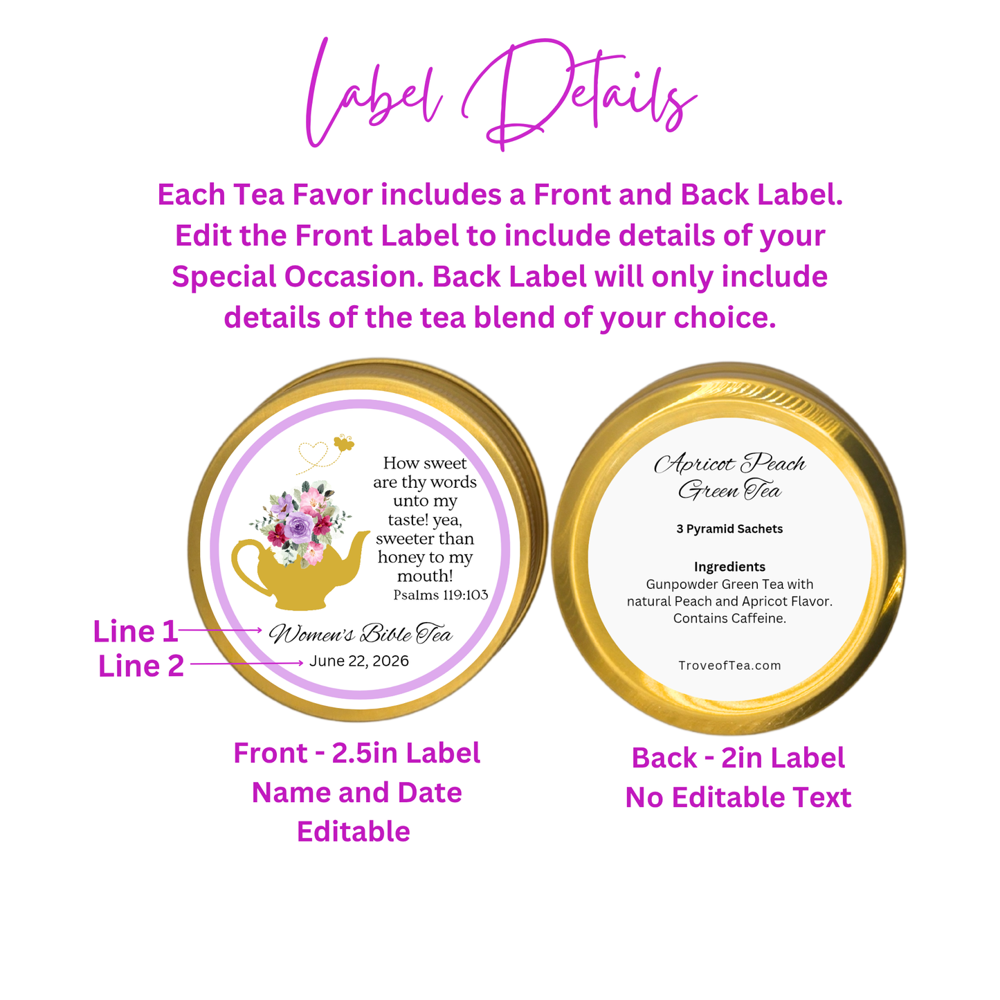 Honey Teapot Bible Tea Tins for Women's Ministry Favors (Set of 10)