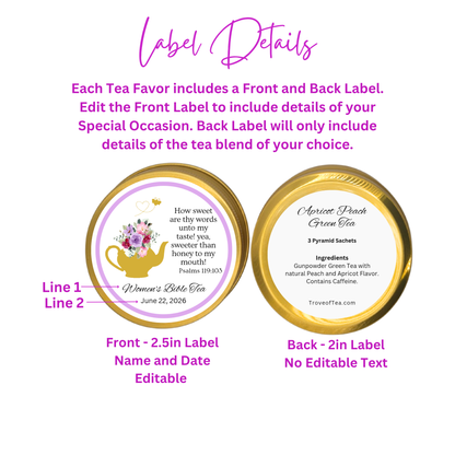Honey Teapot Bible Tea Tins for Women's Ministry Favors (Set of 10)