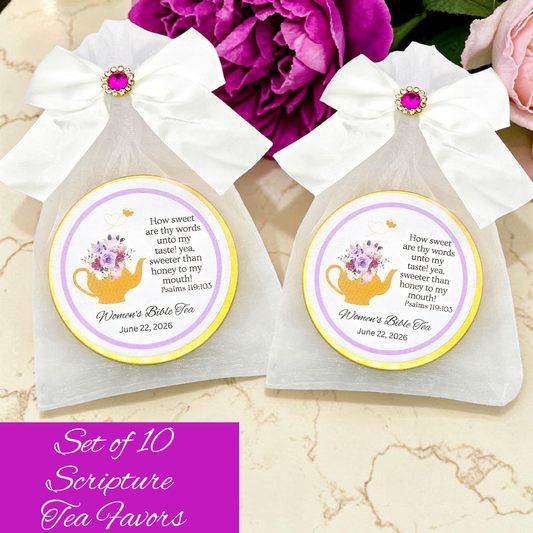 Honey Teapot Bible Tea Tins for Women's Ministry Favors (Set of 10)