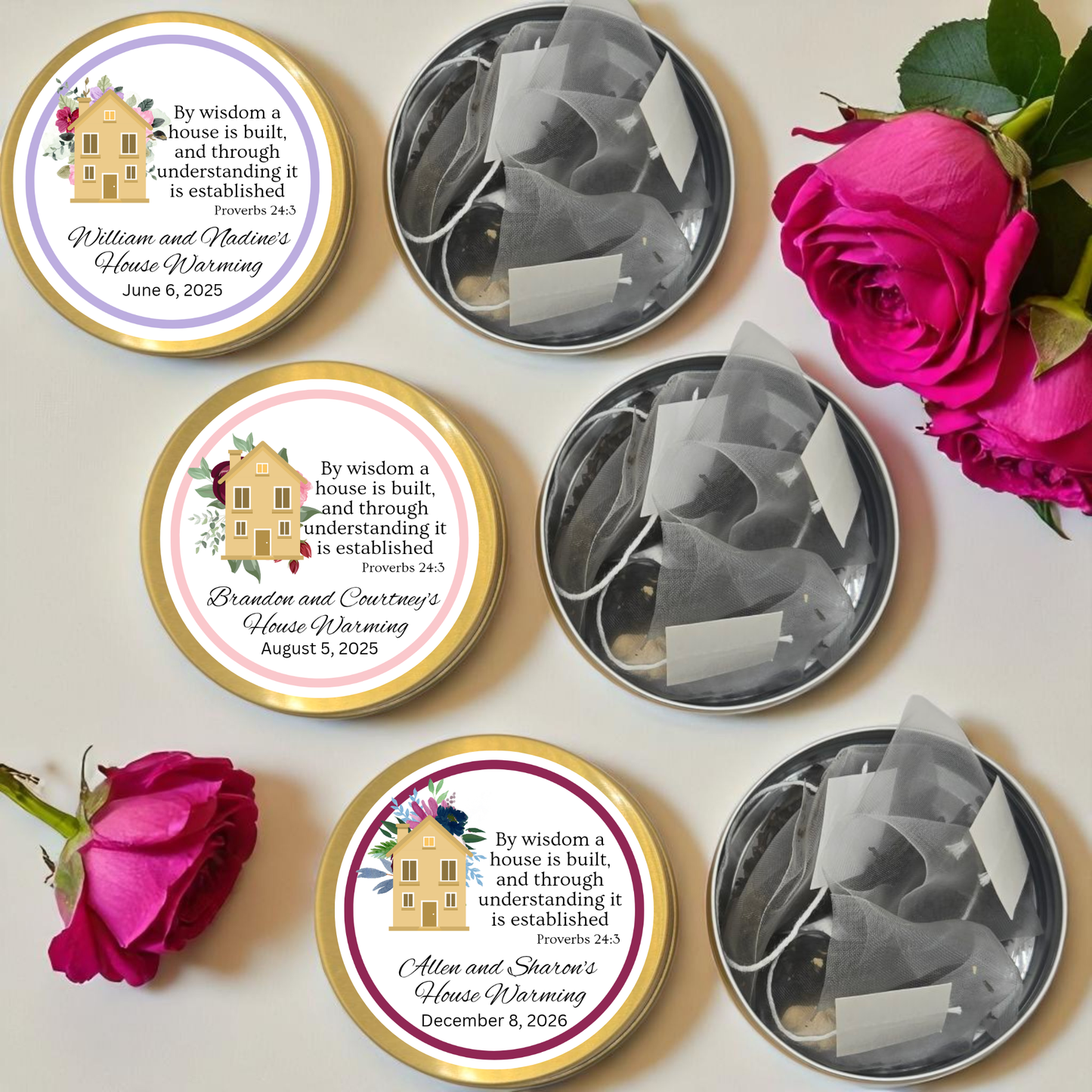 Housewarming Scripture Tin Tea Party Favor (Set of 10)