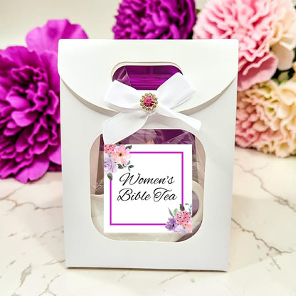 Personalized Womens Bible Retreat Gifts with Scripture Tea in Lavender (Set of 5)