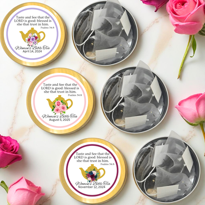 Teapot Women's Bible Study Tea Tin Party Favor (Set of 10)