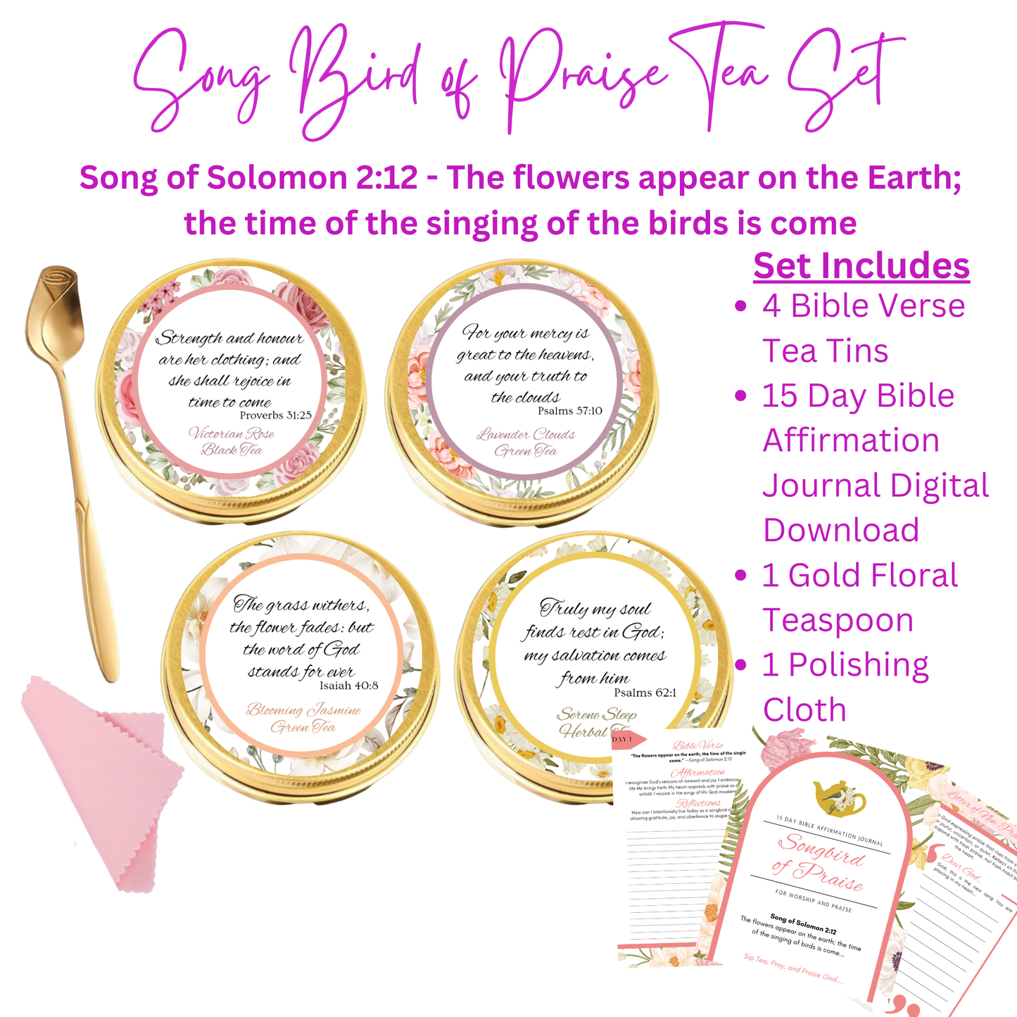 Songbird of Praise Floral Spring Tea Tin Gift Set