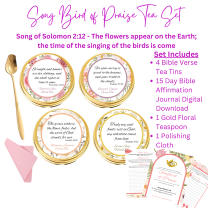 Songbird of Praise Floral Spring Tea Tin Gift Set