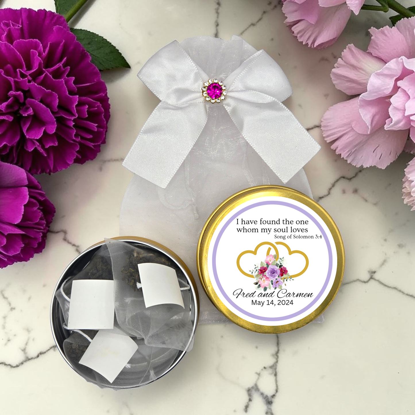 Heart Engagement Tea Party Prayer Favors  (Set of 10)