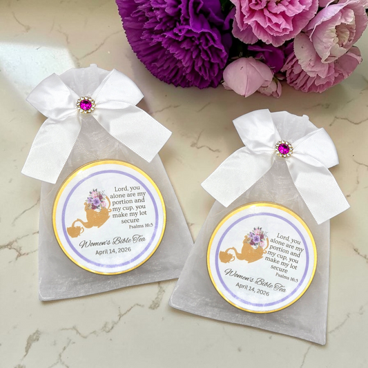 Teapot and Teacup Women's Bible Study Tea Tin Favor (Set of 10)