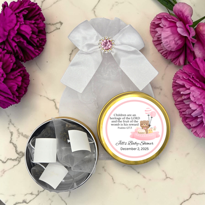 Baby Shower Bible Tea Bag Party Favors in Mini Tins (Set of 10)