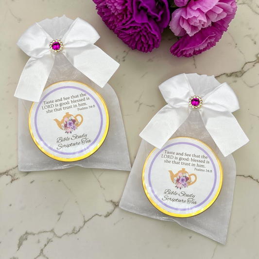 Teapot Women's Bible Study Tea Tin Party Favor (Set of 10)