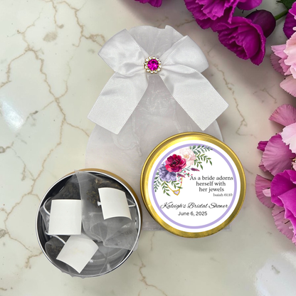 Floral Bridal Tea Party Favors with Meditation Tea (Set of 10)