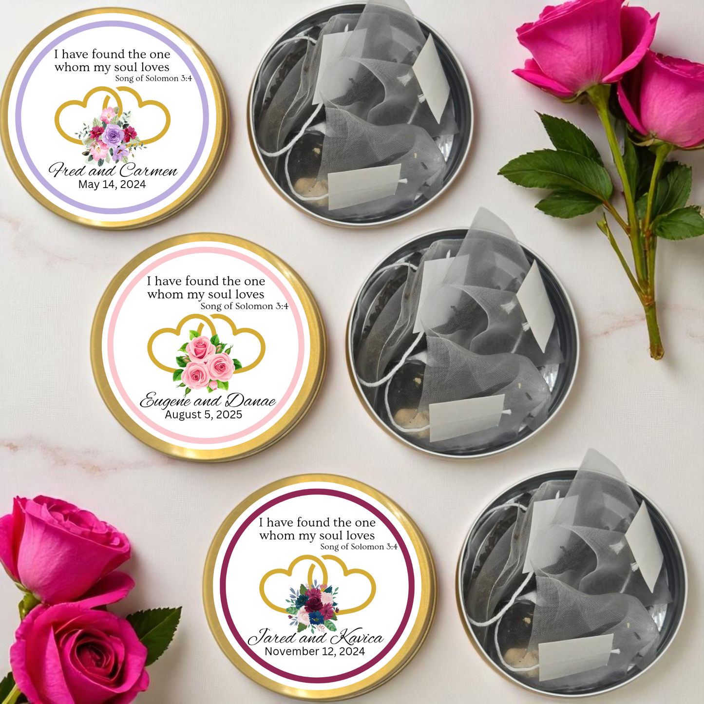 Heart Wedding Bible Verse Tin Tea Party Favor (Set of 10)