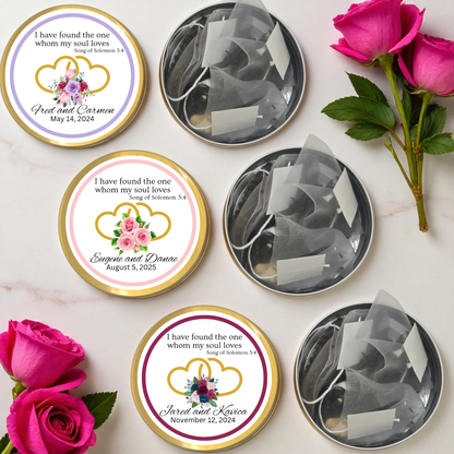 Heart Wedding Bible Verse Tin Tea Party Favor (Set of 10)