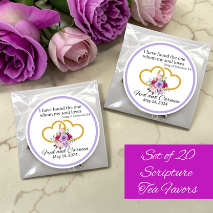 Heart Wedding Scripture Verse Tea Bag Party Favor (Set of 20)
