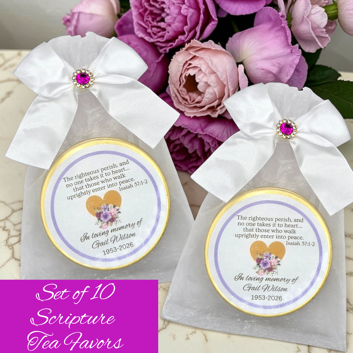 Funeral Favor Bible Verse Tea Tin Favors (Set of 10)