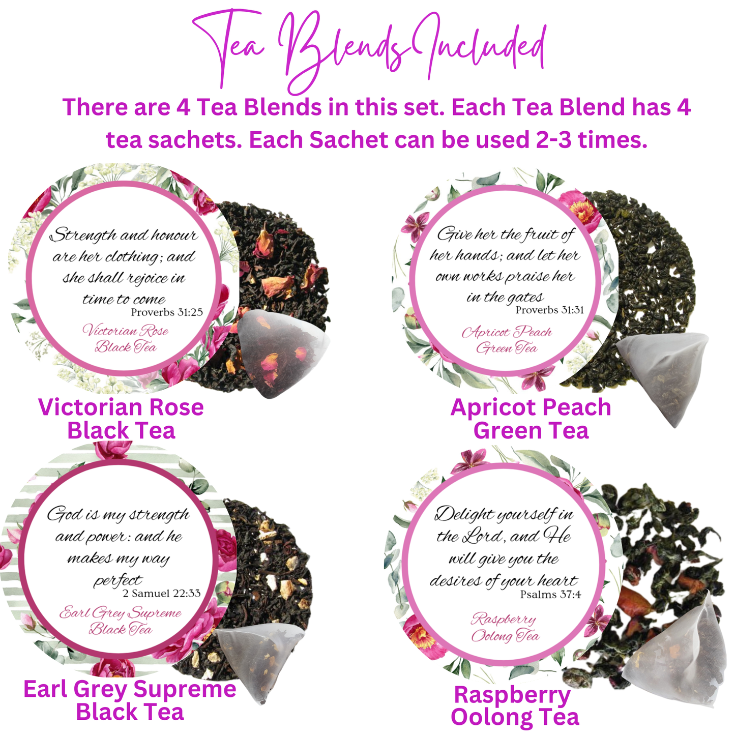 Strong and Renewed Woman Bible Verse Tins of Tea Gift Set