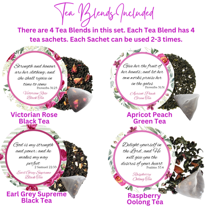 Strong and Renewed Woman Bible Verse Tins of Tea Gift Set