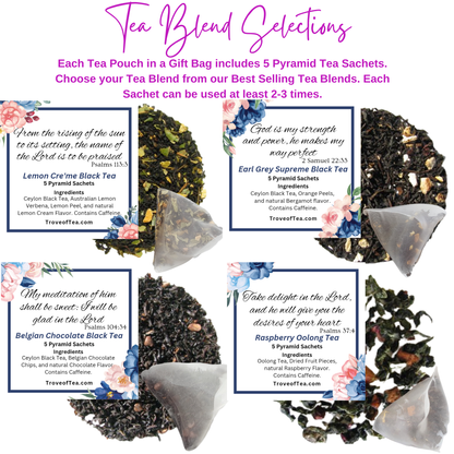 Personalized Bible Tea Party Gifts for Prayer Circle in Blue (Set of 5)