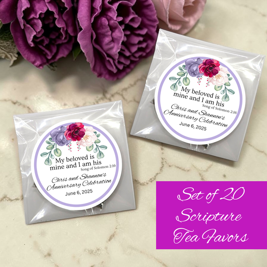 Top Floral Dinner Party Favors with Scripture Tea Bags (Set of 20)