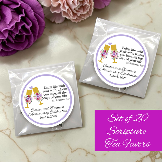 Glass Anniversary Bible Tea Bags as Party Favors (Set of 20)
