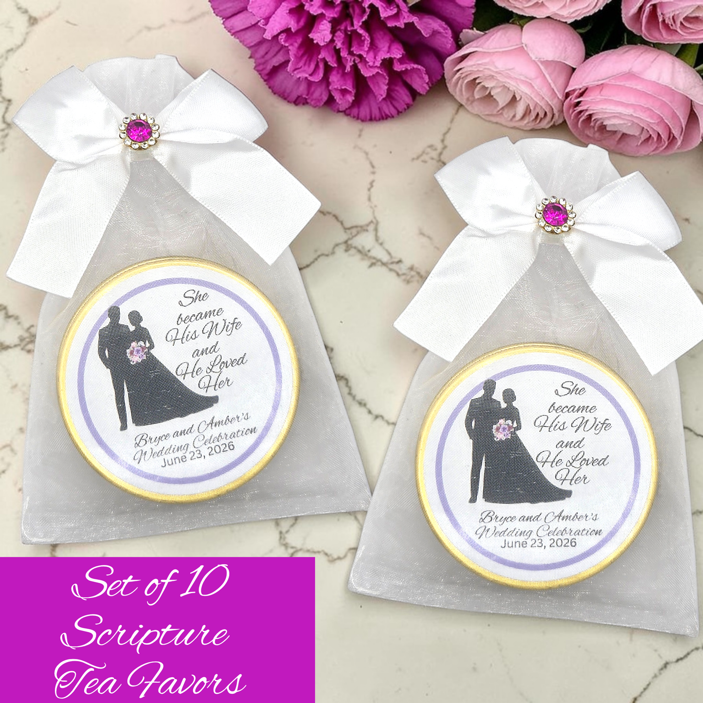Loved Woman of God Bible Tea  Favors in Personalized Tea Tins (Set of 10)