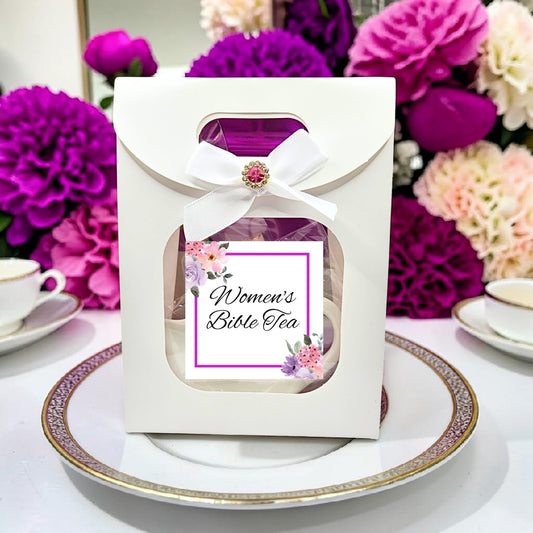 Personalized Womens Bible Retreat Gifts with Scripture Tea in Lavender (Set of 5)
