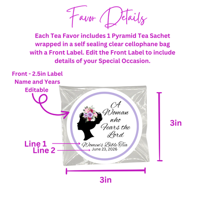 Woman that Feareth the Lord Silhouette Tea and Bible Favors (Set of 20)