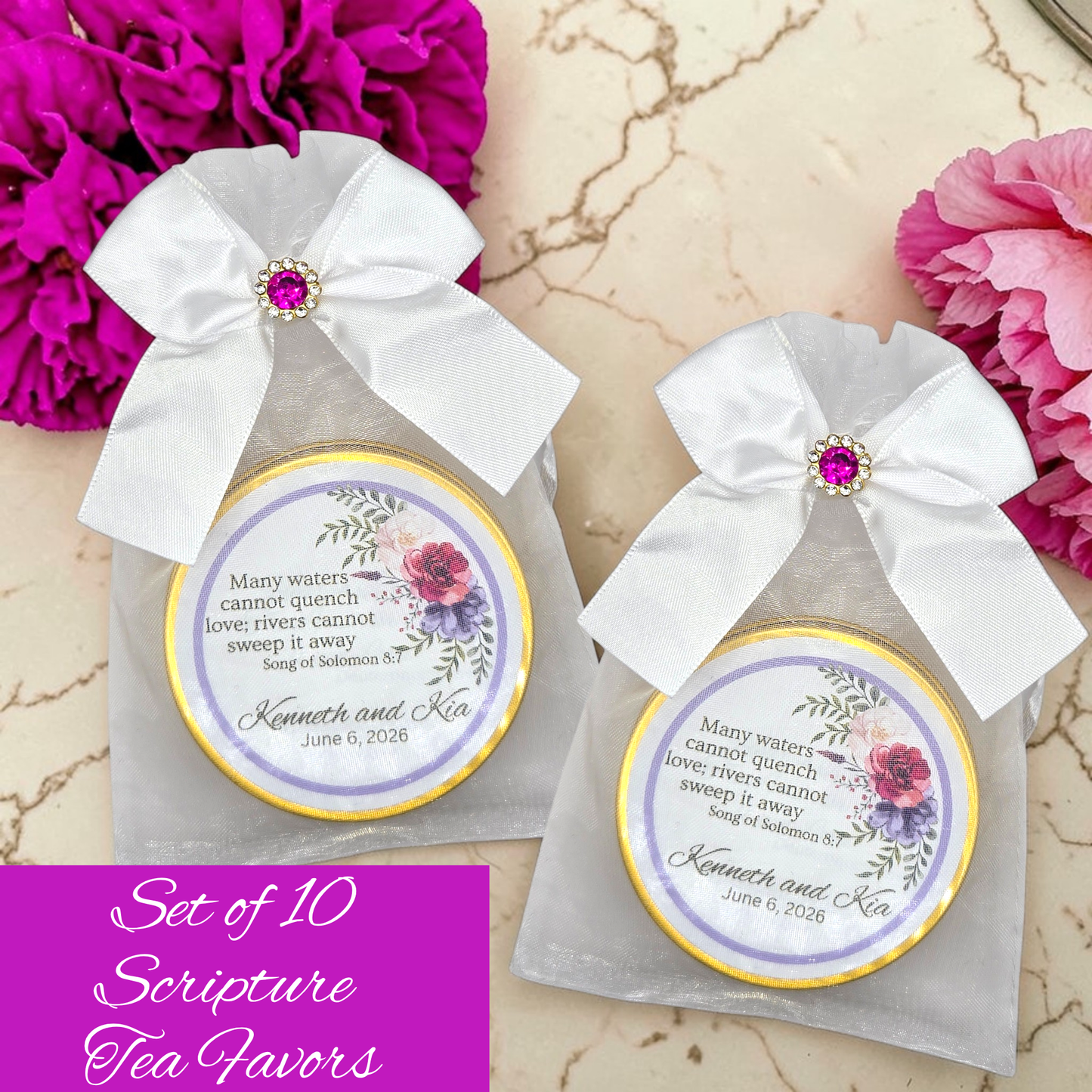 Right Floral Bible Tea Wedding Favors (Set of 10)