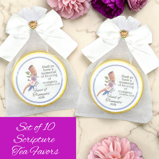 Feast of Trumpets: Personalized Bible and Tea Tin Favors (Set of 10)