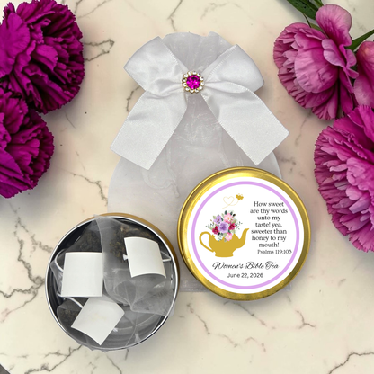 Honey Teapot Bible Tea Tins for Women's Ministry Favors (Set of 10)