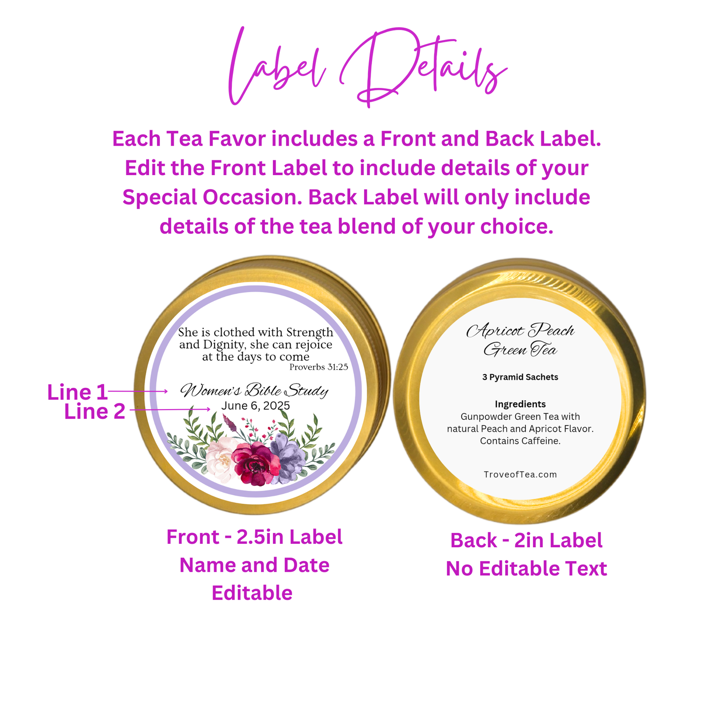 Bottom Floral Tea Party Favors for Ladies with Meditation Tea (Set of 10)