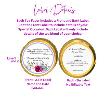 Bottom Floral Tea Party Favors for Ladies with Meditation Tea (Set of 10)