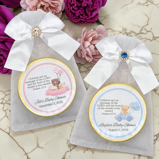 Baby Shower / Gender Reveal Bible Verse Tea Tin Party Favor (Set of 10)