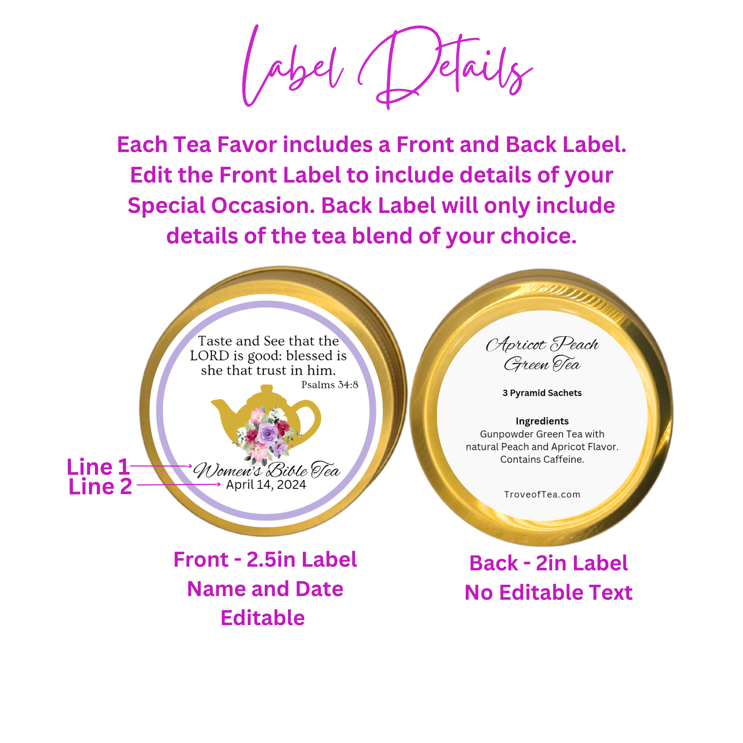Teapot Scripture Tea Party Favors for Ladies (Set of 10)