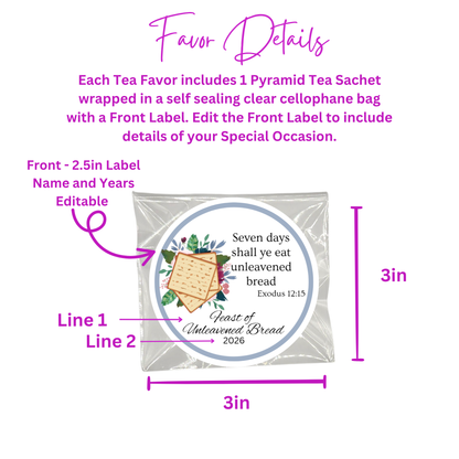 Feast of Unleavened Bread Bible Verse Tea Favors (Set of 20)