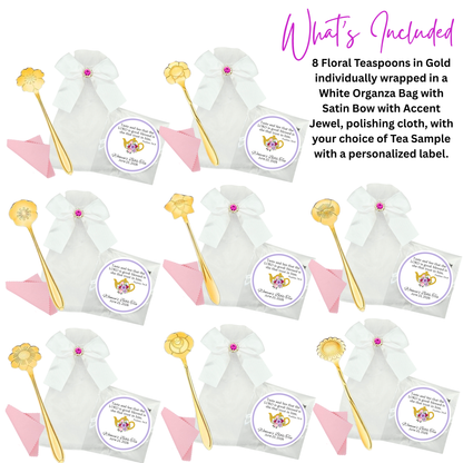 Flower Teaspoon Favors with Bible Tea (Set of 8)