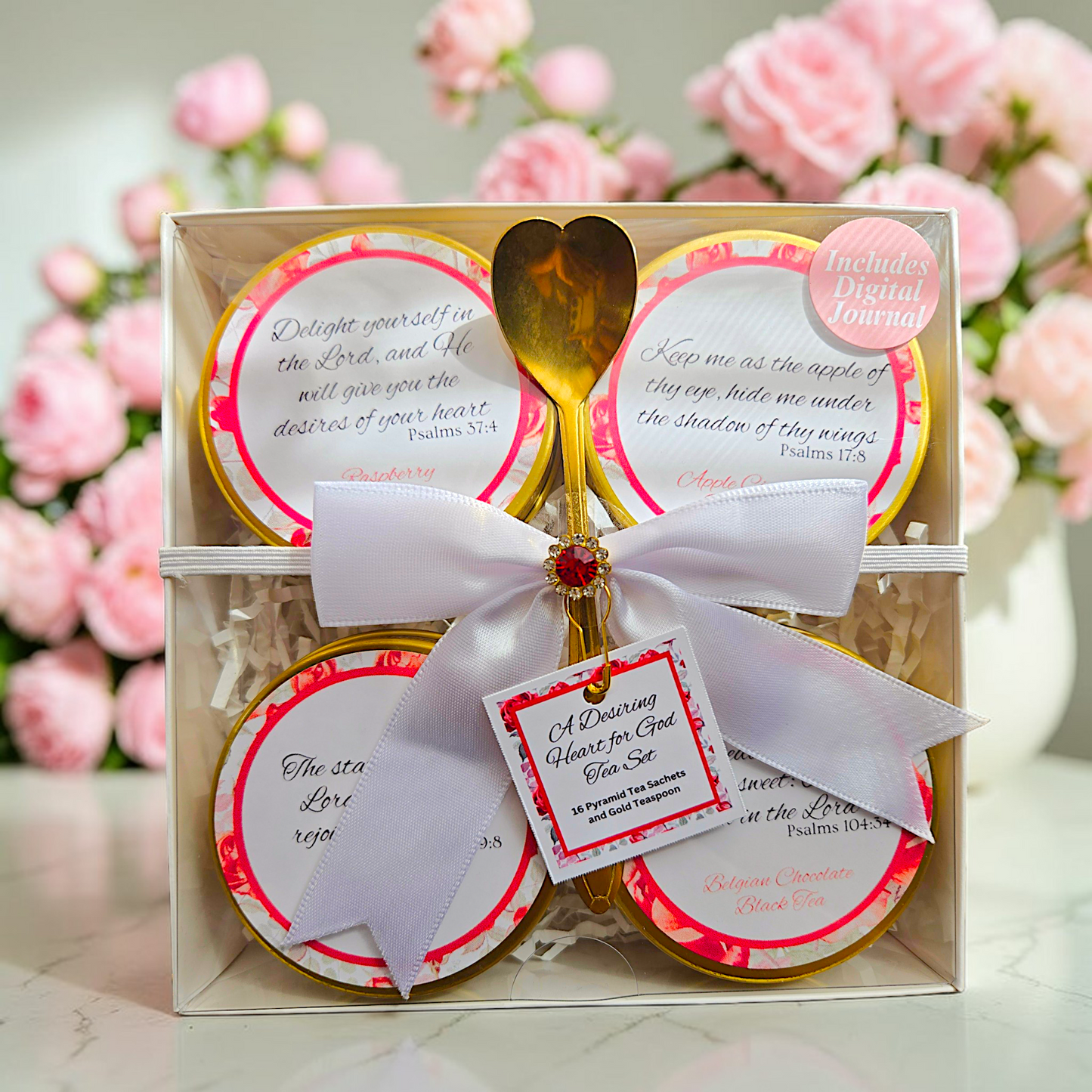 A Desiring Heart for God Bible Verse Tins of Tea Gift Set