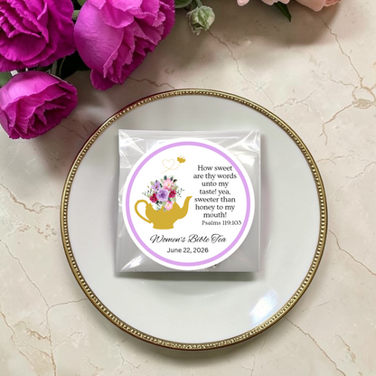 Honey Teapot Tea Party Favors with Biblical Scripture for Prayer Breakfast  (Set of 20)
