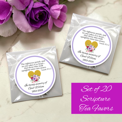 Funeral Scripture Tea Bags Favors (Set of 20)